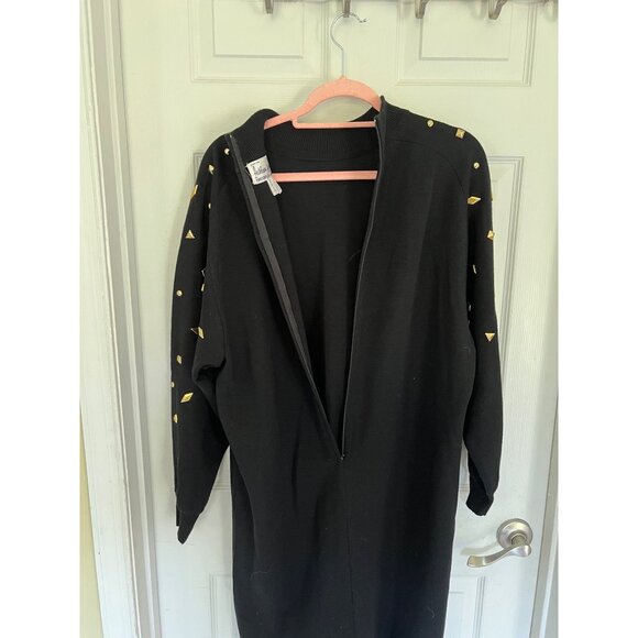 Vintage 80's Arthur Kohler Black Long Sleeve Knee Length Wool Blend Dress Size 1 - Picture 6 of 11